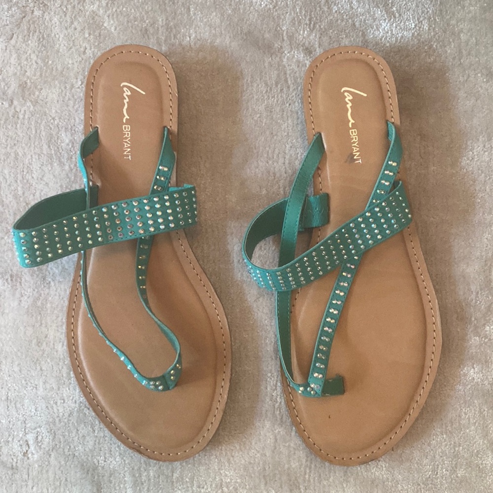 Lane Bryant Turquoise with Bling Sandals 10W